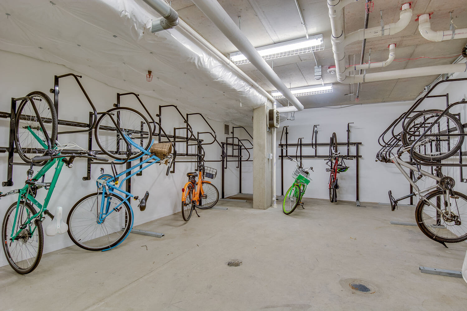 bike storage area at nora apartments