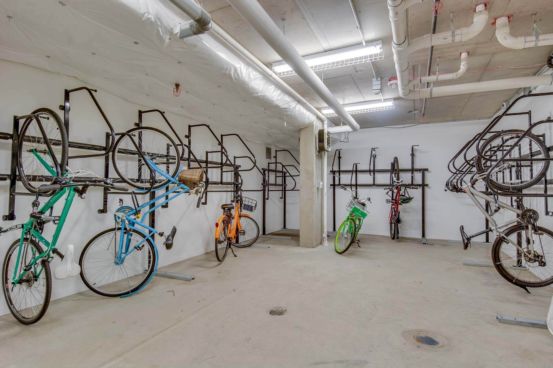 bike storage room at nora apartments